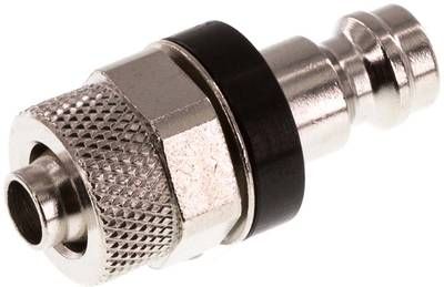 Kupplungsstecker (NW5) 8 x 6mm Schlauch, Messing vernickelt