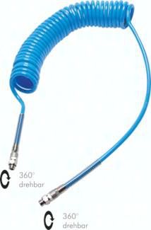 PUR-Spiralschlauch G 1/4"-6 x 4 mm, 3 mtr. Arbeitslänge
