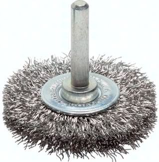 Rundbürste 70x16 mm, 6mm Schaft, Edelstahldraht 0,3 mm (gewellt)