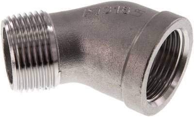 45°-Einschraubwinkel Rp 1"(IG)-R 1"(AG), 16 bar 1.4408