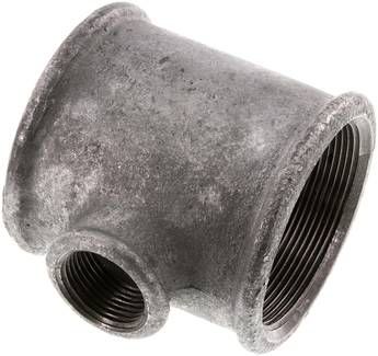 T-Stück Rp 2 1/2"-Rp 1"-Rp 2 1/2" (IG), 25 bar Temperguss verzinkt