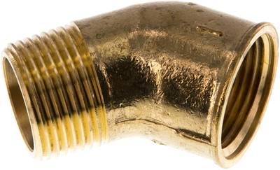 45°-Einschraubwinkel Rp 1"(IG)-R 1"(AG), 16 bar Messing