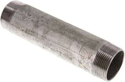 Rohrdoppelnippel R 1 1/2"-180mm, 50 bar, Stahlrohr ST 37 verzinkt