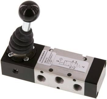 5/2-Wege Handhebelventil, G 1/8", Federrückstellung