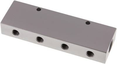 Verteilerleiste 2 x G 3/8"-8 x G 1/8", Aluminium eloxiert