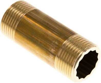 Rohrdoppelnippel G 1"-80mm, 16 bar Messing