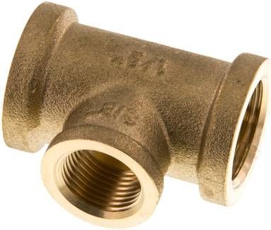 T-Stück Rp 1/2"-Rp 3/8"-Rp 1/2" (IG), 16 bar Messing