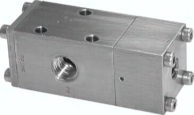 Edelstahl-Pneumatikventil, G 1/4" (Pilot G 1/8"), 5/2-Wege (Federrückstellung)