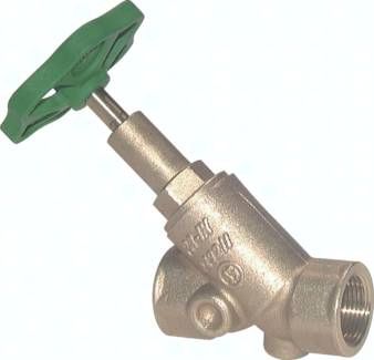 Schrägsitz-Absperrventil, G 3", PN 10, Messing, DVGW