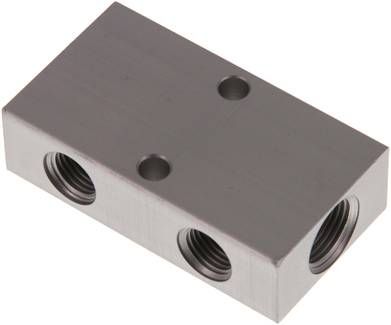 Verteilerleiste 2 x G 3/8"-2 x G 1/4", Aluminium eloxiert