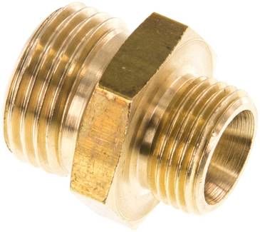 Doppelnippel G 1/2"-G 3/8", 16 bar Messing/Rotguss