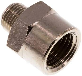 Reduziernippel R 1/8"(AG)-Rp 1/4"(IG), Messing vernickelt