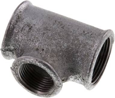 T-Stück Rp 1 1/4"-Rp 1"-Rp 1 1/4" (IG), 25 bar Temperguss verzinkt