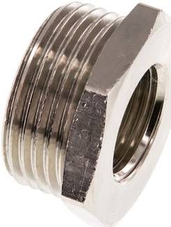 Reduziernippel G 1"(AG)-G 1/2"(IG), 16 bar Messing vernickelt