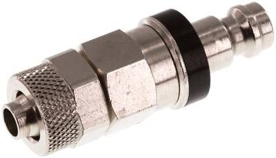 Kupplungsstecker (NW5) 8 x 6mm Schlauch, Messing vernickelt