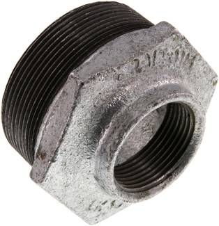 Reduziernippel R 2 1/2"(AG)-Rp 1 1/4"(IG), 25 bar Temperguss verzinkt