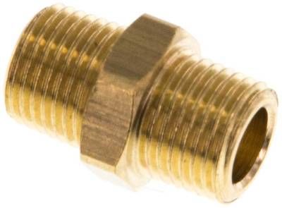 Doppelnippel R 1/8"-R 1/8", 16 bar Messing/Rotguss