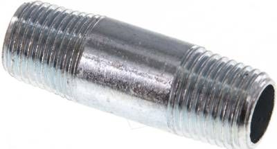 Rohrdoppelnippel R 1/4"-40mm, 50 bar, Stahlrohr ST 37 verzinkt