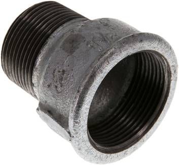 Reduziernippel R 1 1/4"(AG)-Rp 1 1/2"(IG), 25 bar Temperguss verzinkt