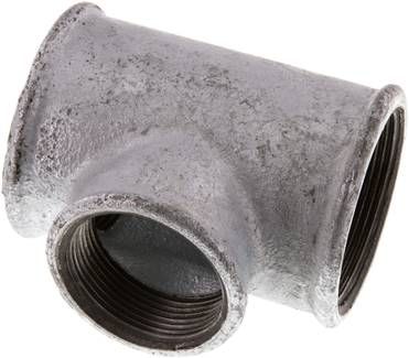 T-Stück Rp 2"-Rp 1 1/2"-Rp 2" (IG), 25 bar Temperguss verzinkt