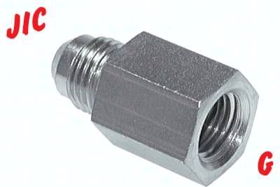 Reduziernippel UNF 9/16"-18(JIC-AG)-G 1/4"(IG), Stahl verzinkt