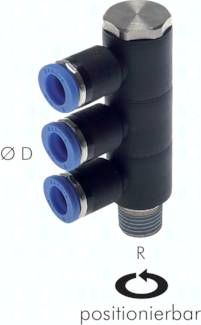 Steck-Mehrfachverteiler, 3-fach R 1/4"-4mm, IQS-Standard