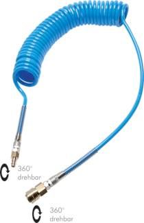 PUR-Spiralschlauch 10 x 6,5mm m. Kupplung, 8mtr. Arbeitslänge