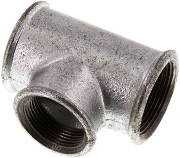 T-Stück Rp 1 1/2"-Rp 1 1/4"-Rp 1 1/2" (IG), 25 bar Temperguss verzinkt