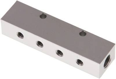 Verteilerleiste 2 x G 1/8"-4 x M 5, Aluminium eloxiert