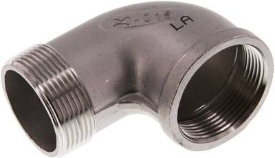 90°-Einschraubwinkel Rp 1 1/2"(IG)-R 1 1/2"(AG), 16 bar 1.4408