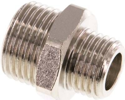 Doppelnippel G 3/8"-G 1/4", 16 bar Messing vernickelt