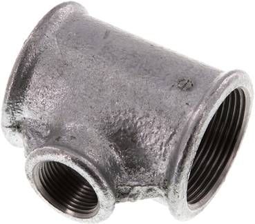 T-Stück Rp 1 1/2"-Rp 3/4"-Rp 1 1/2" (IG), 25 bar Temperguss verzinkt