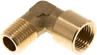 90°-Einschraubwinkel G 1/4"(IG)-R 1/4"(AG), 16 bar Messing