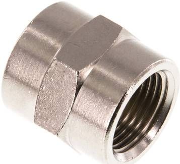 Muffe G 3/8"-G 3/8", 16 bar Messing vernickelt