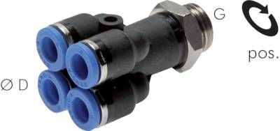 Steckanschluss-Mehrfachvert. G 1/8"-6mm, IQS-Standard