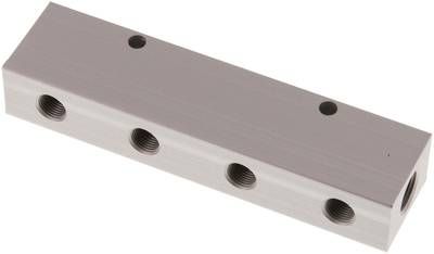 Verteilerleiste 2 x G 1/4"-8 x G 1/8", Aluminium eloxiert