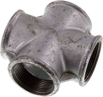 Kreuzstück Rp 1 1/2" (IG), 25 bar Temperguss verzinkt