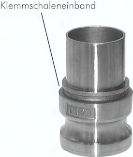 DIN/EN-Kamlock-Stecker (E) 38mm Schlauch, Edelstahl (1.4408)
