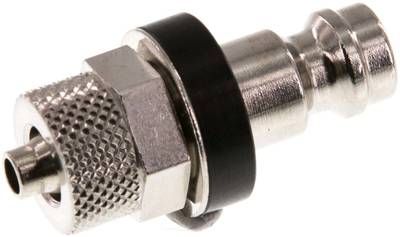 Kupplungsstecker (NW5) 6 x 4mm Schlauch, Messing vernickelt