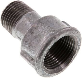 Reduziernippel R 1/2"(AG)-Rp 3/4"(IG), 25 bar Temperguss verzinkt