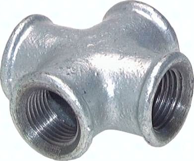 Kreuzstück Rp 4" (IG), 25 bar Temperguss verzinkt
