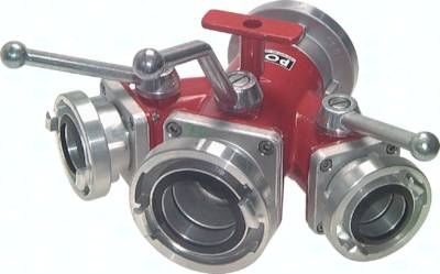 Storz-Verteiler 1 x 75-B -> 1 x 52-C, 1 x 75-B, 1 x 52-C, Kugelabsperrung