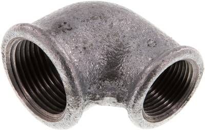 90°-Winkel Rp 1" / Rp 3/4" (IG), 25 bar Temperguss verzinkt
