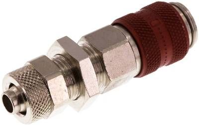Schott-Kupplungsdose (NW5) 8 x 6mm Schlauch, Messing vernickelt